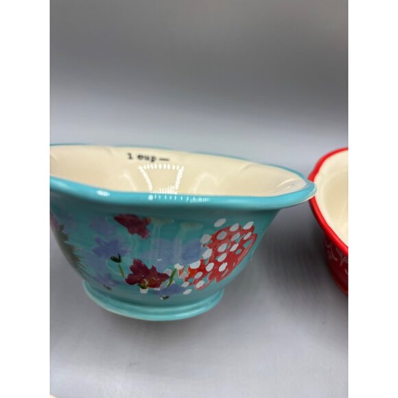 The Pioneer Woman Ceramic Measuring‎ Cups Spoons Set Floral Design - Picture 3 of 6